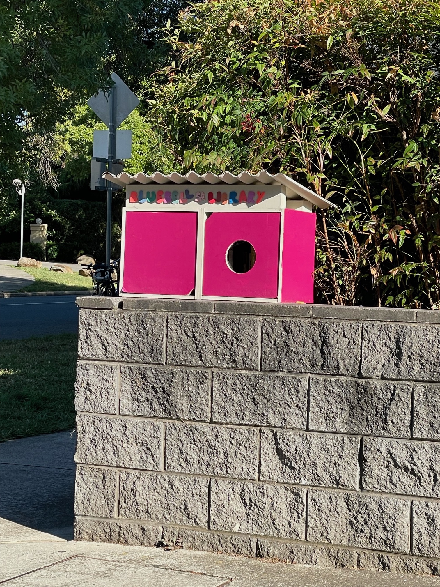 A small street library situated on the corner of Bluebell and Macpherson Streets in O'Connor, ACT.
